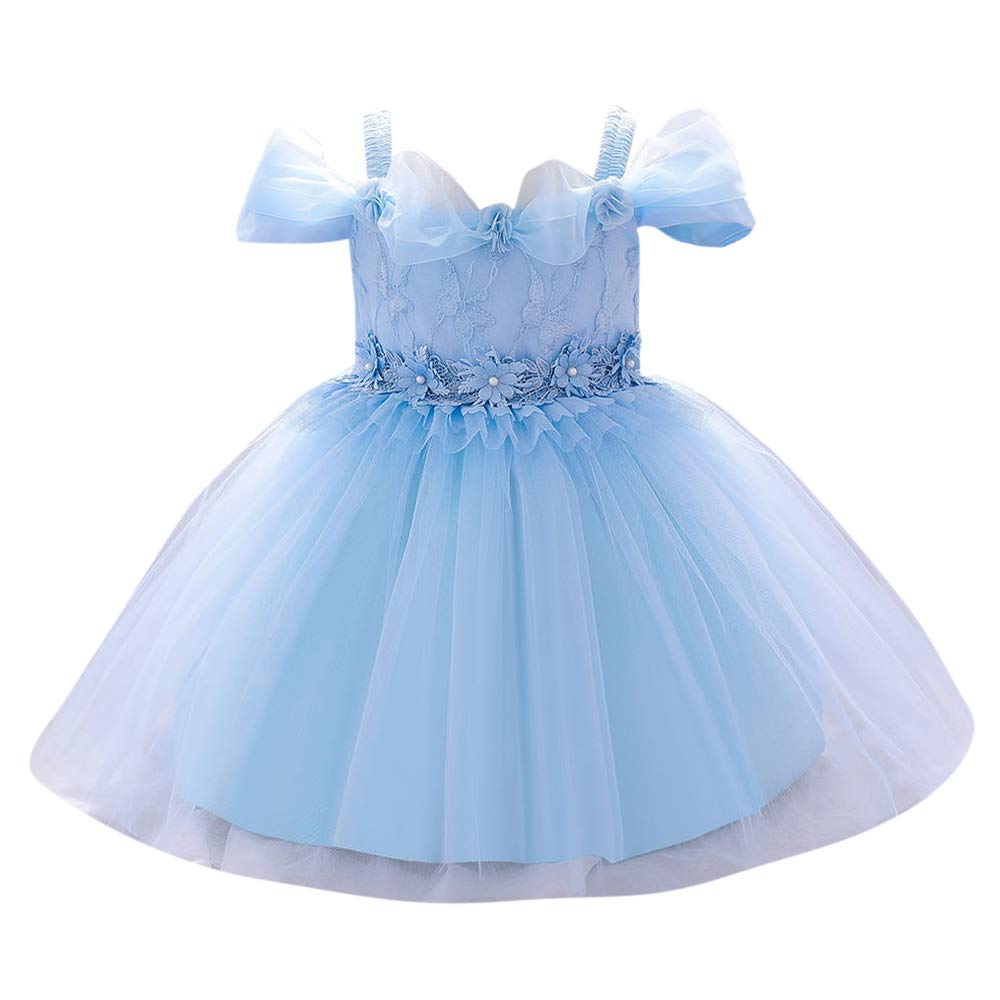 Baby Blue Skater Fit & Flare 3/4 Sleeve Easter Party Dress - Girls